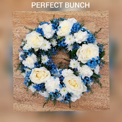Blue and white wreath