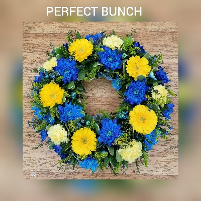 Blue and yellow wreath