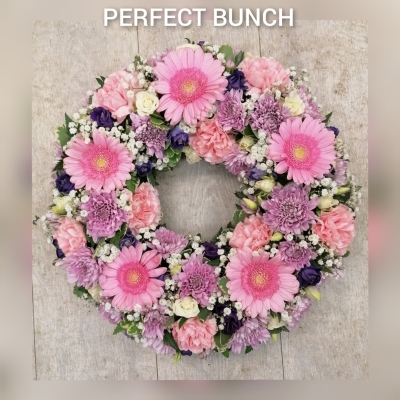 WREATH pink purple and white
