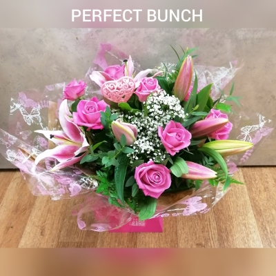Aqua bouquet rose and lillies pink