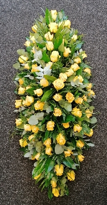 Yellow Coffin Spray all roses