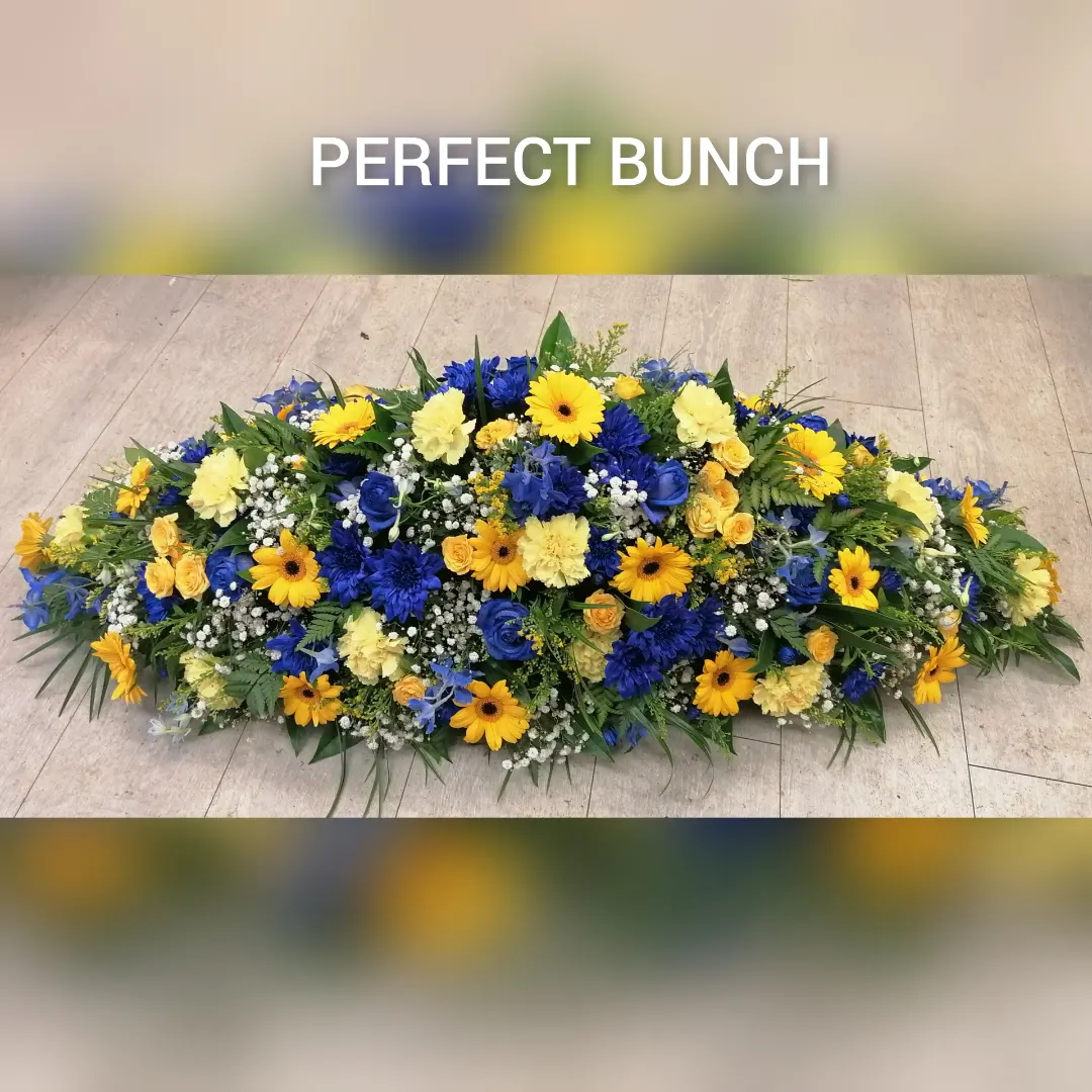 Coffin spray blue yellow white