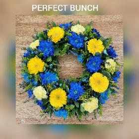 Blue and yellow wreath