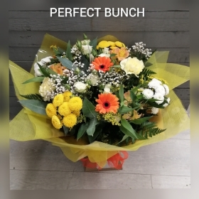 Aqua bouquet yellow orange white