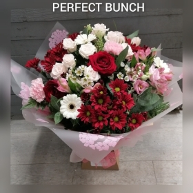 Aqua bouquet pink red and white