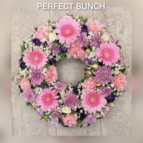 WREATH pink purple and white