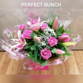 Aqua bouquet rose and lillies pink